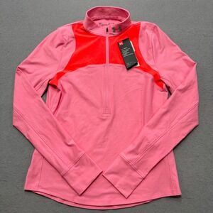 NEW Under Armour Sweatshirt Women's S Pink Fitted HeatGear Quarter Zip Pullover